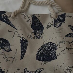 Nautical Seashell Print Tote Bag